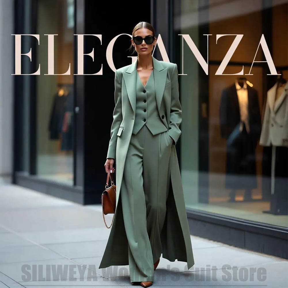 Women Formal Wear Business - ชุดสูทผู้หญิงสุดชิค แบบสามชิ้น ปกแหลม กระดุมเดียว เหมาะสำหรับงานปาร์ตี้ งานทางการ