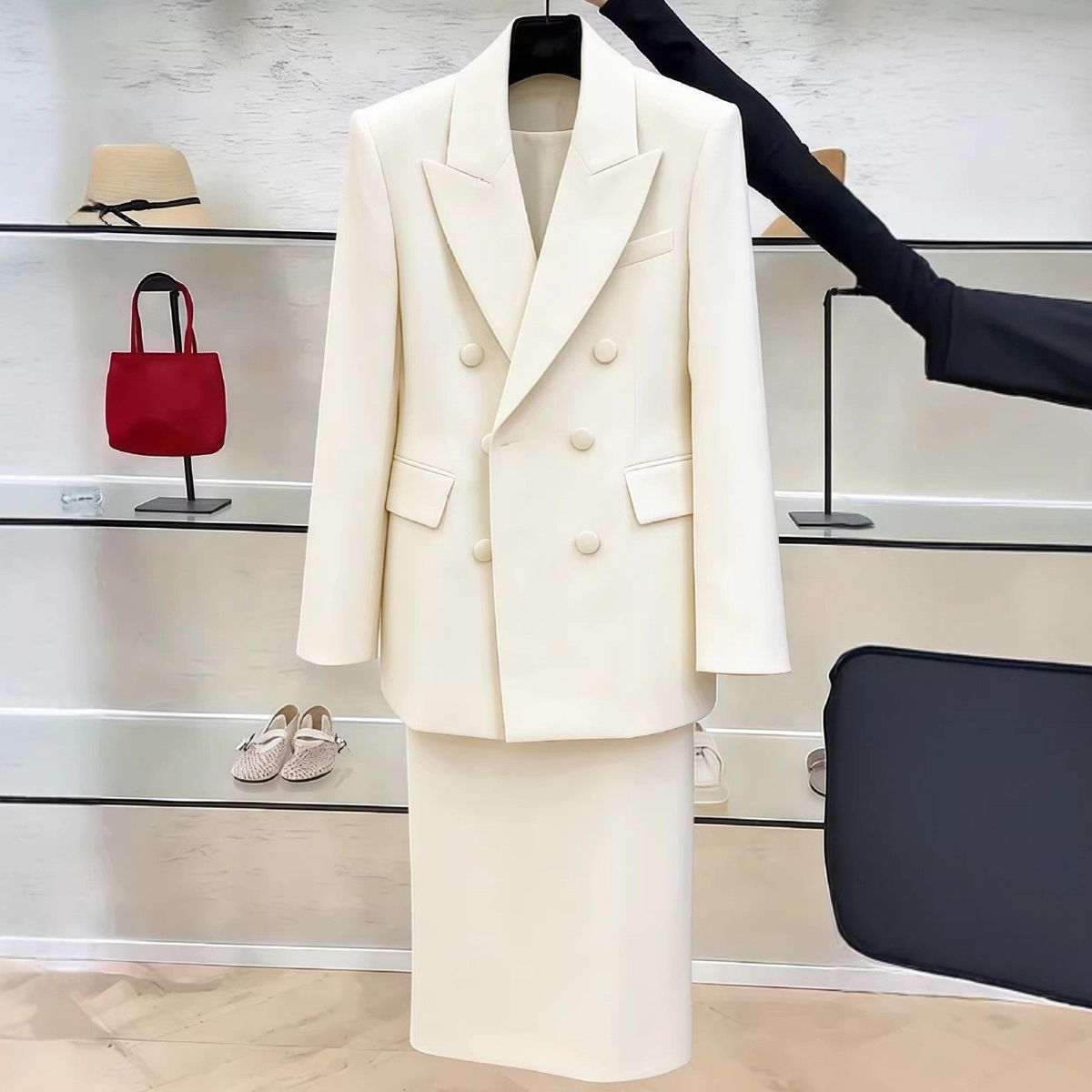 Formal Attire Woman - ชุดสูทเบลเซอร์สีขาวสำหรับผู้หญิง คอลเลคชั่นใหม่ 2026 สำหรับฤดูใบไม้ผลิและฤดูใบไม้ร่วง ชุดสูททางการสไตล์มืออาชีพ +
