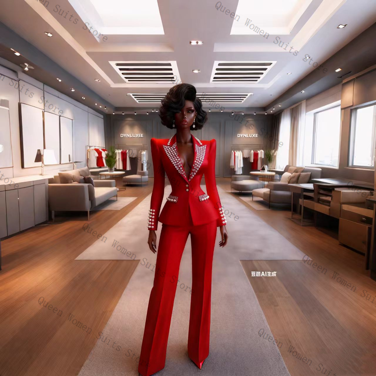 ชุดสูทผู้หญิงสีแดงมุก 2 ชิ้น เ - Women'S Red Formal Wear บทวิจารณ์และราคา