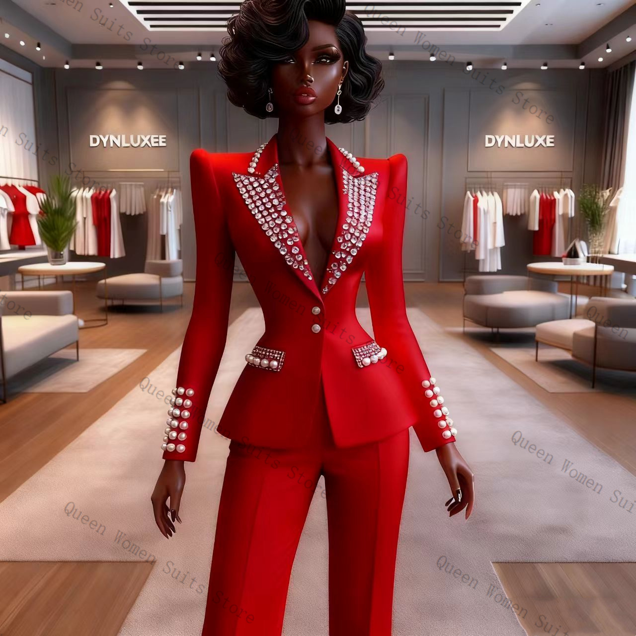 ชุดสูทผู้หญิงสีแดงมุก 2 ชิ้น เ - Women'S Red Formal Wear บทวิจารณ์และราคา