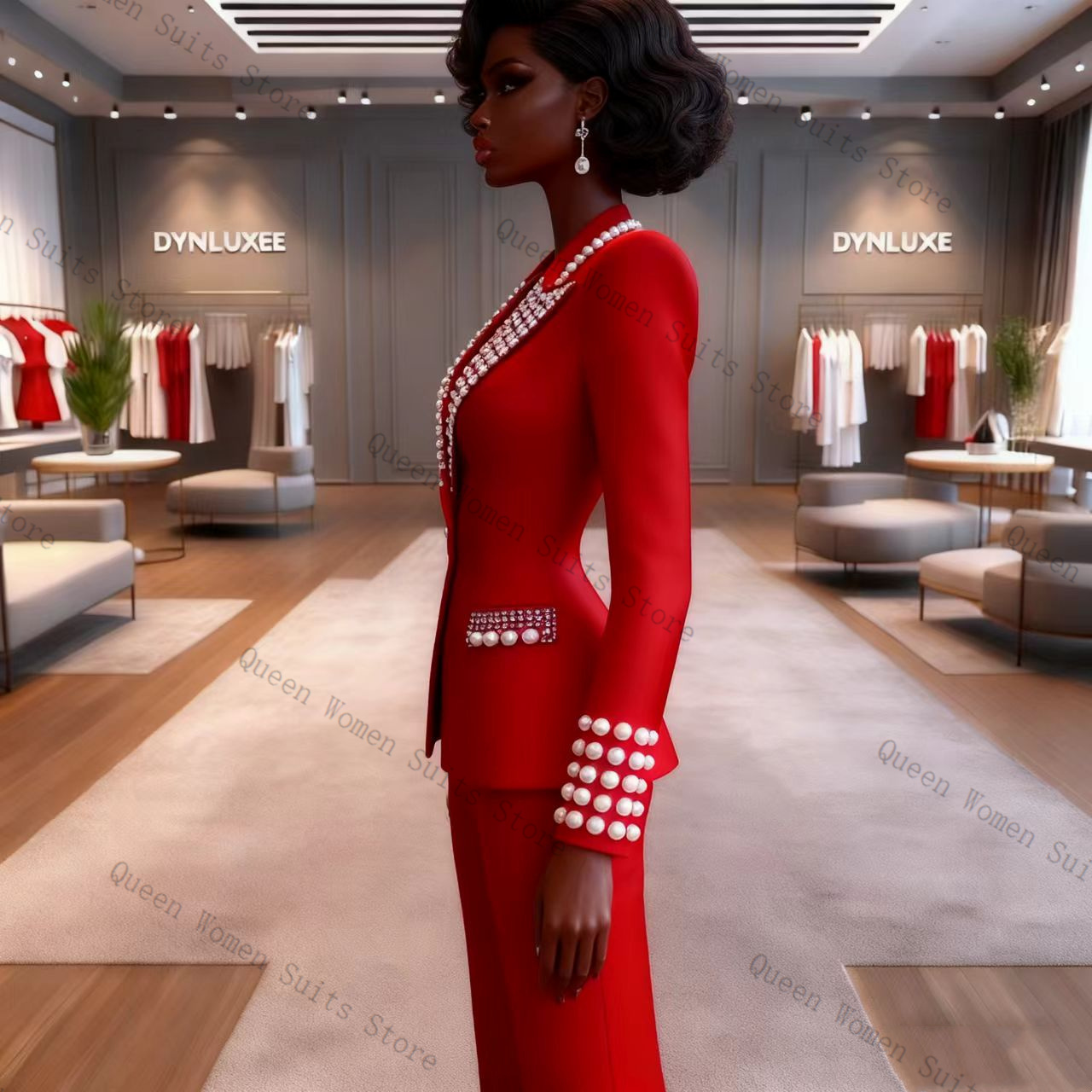 ชุดสูทผู้หญิงสีแดงมุก 2 ชิ้น เ - Women'S Red Formal Wear บทวิจารณ์และราคา