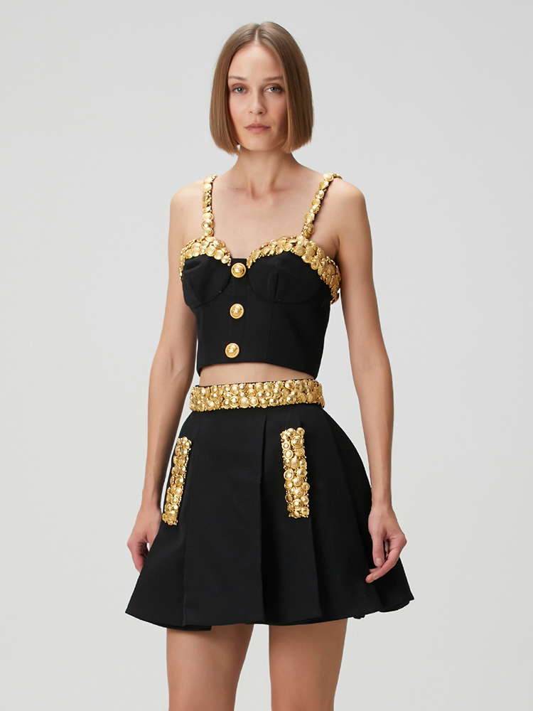 ชุดเดรสสองชิ้นสีดำ VC พร้อมกระ - Women Luxury Formal Wear บทวิจารณ์และราคา