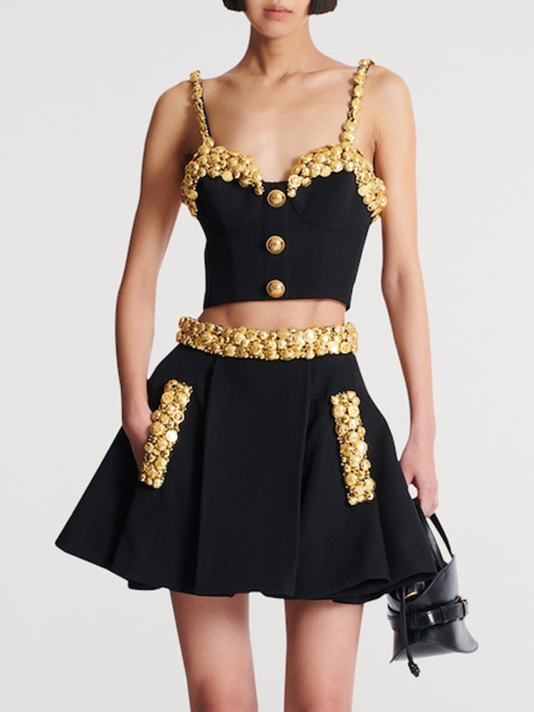 ชุดเดรสสองชิ้นสีดำ VC พร้อมกระ - Women Luxury Formal Wear บทวิจารณ์และราคา