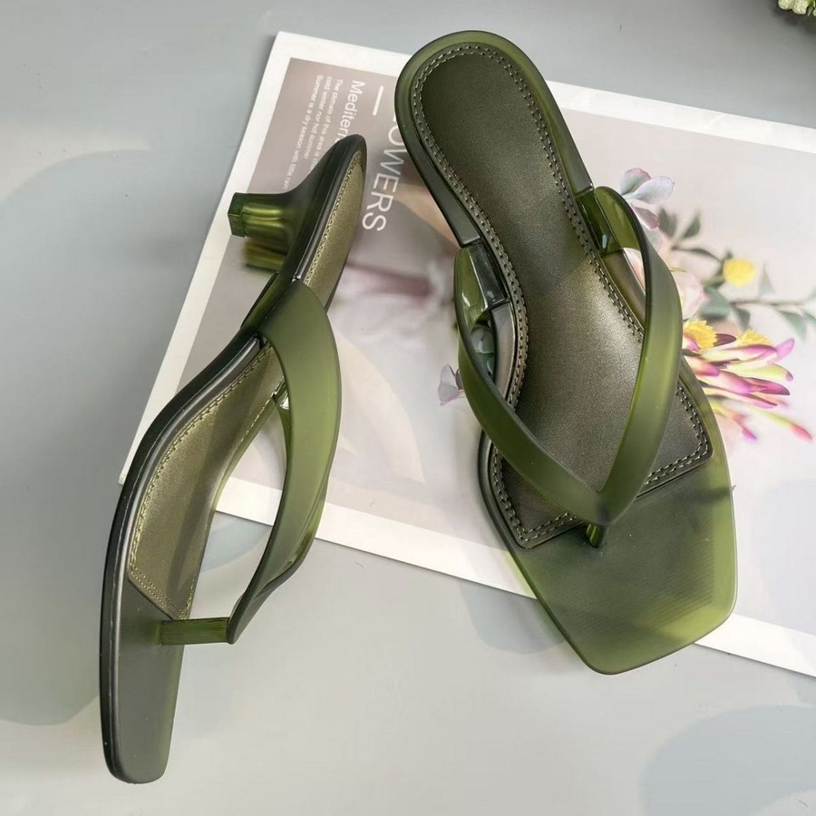 รองเท้าแตะแบบสวมสีเขียวมะกอก P - Kitten Heel Women บทวิจารณ์และราคา
