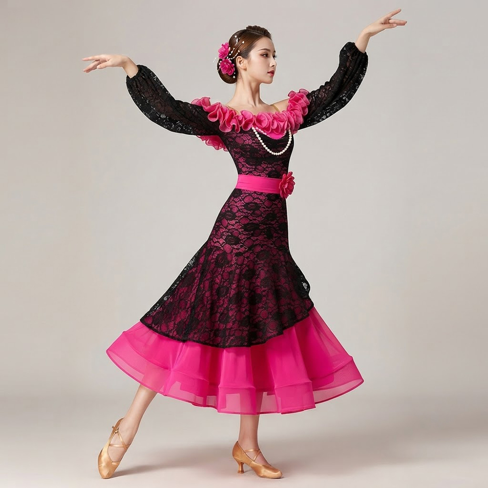 ชุดเต้นรำบอลรูมสีแดงกุหลาบสำหร - Women'S Red Formal Wear บทวิจารณ์และราคา