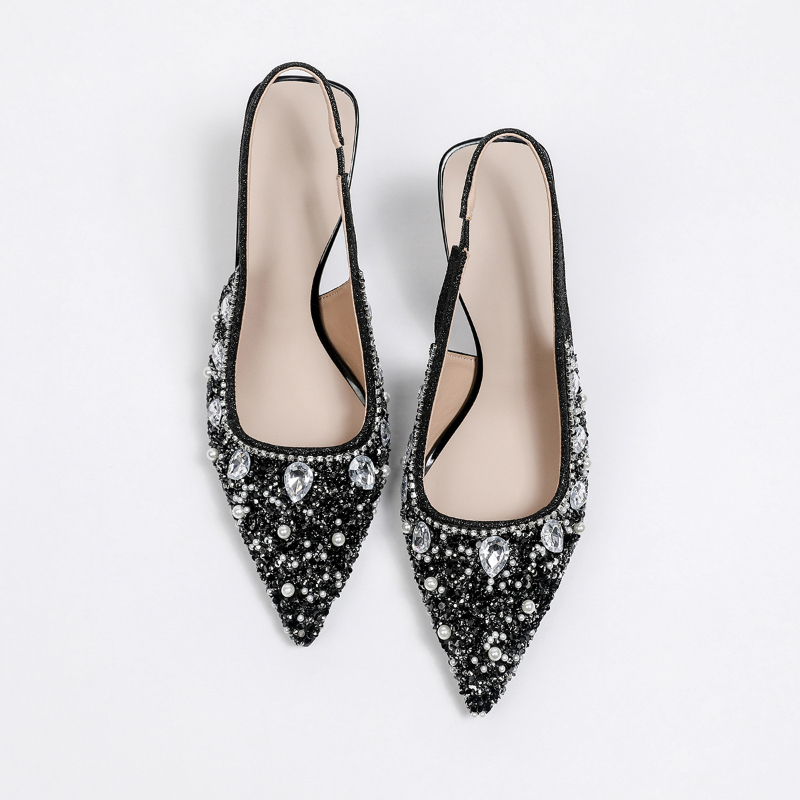 รองเท้าแตะคริสตัลแบบปิดนิ้วเท้ - Kitten Heel Women บทวิจารณ์และราคา