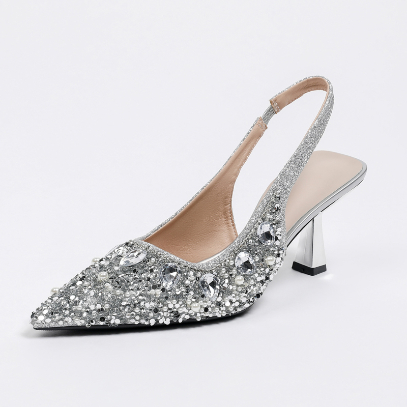 รองเท้าแตะคริสตัลแบบปิดนิ้วเท้ - Kitten Heel Women บทวิจารณ์และราคา