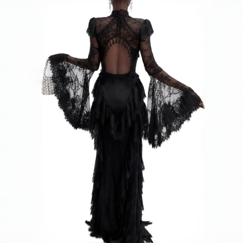 ชุดราตรีทรงเมอร์เมดสีดำลูกไม้ส - Women'S Gothic Formal Wear บทวิจารณ์และราคา